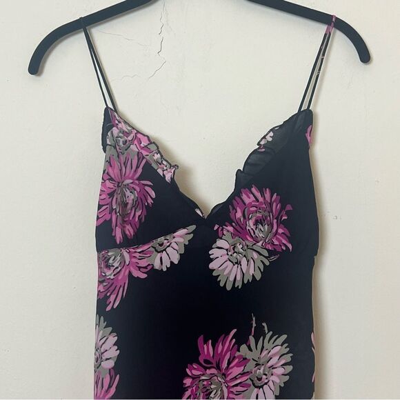 Anne Klein Criss Cross Back Romantic Chrysanthemum Floral Cami, Size Large - Picture 5 of 9